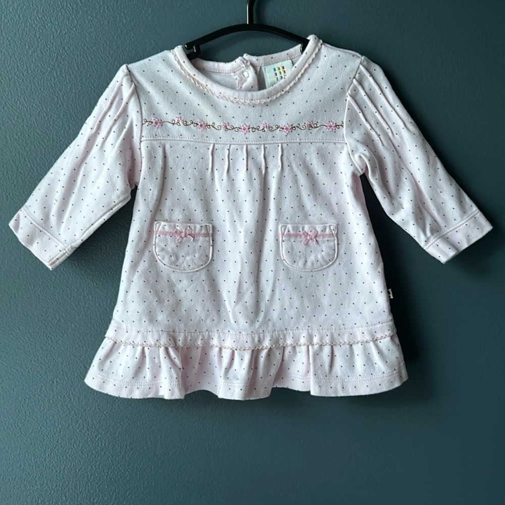 💞 ABSORBA Dress Baby Girl dress 3-6 months pink polka dot floral euc